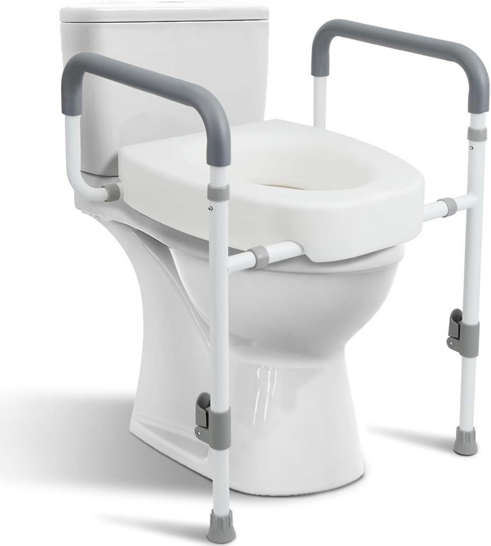 Toilet Seat Risers for Seniors - Raised Toilet Seat with Handles Over Toilet