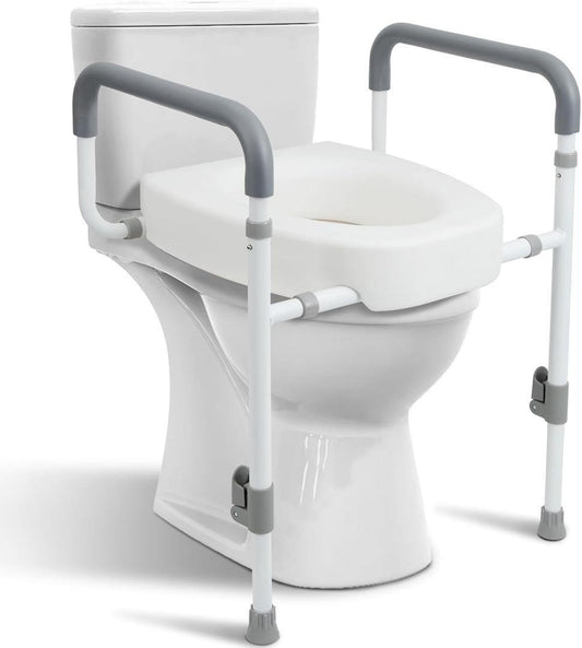 Toilet Seat Risers for Seniors - Raised Toilet Seat with Handles Over Toilet