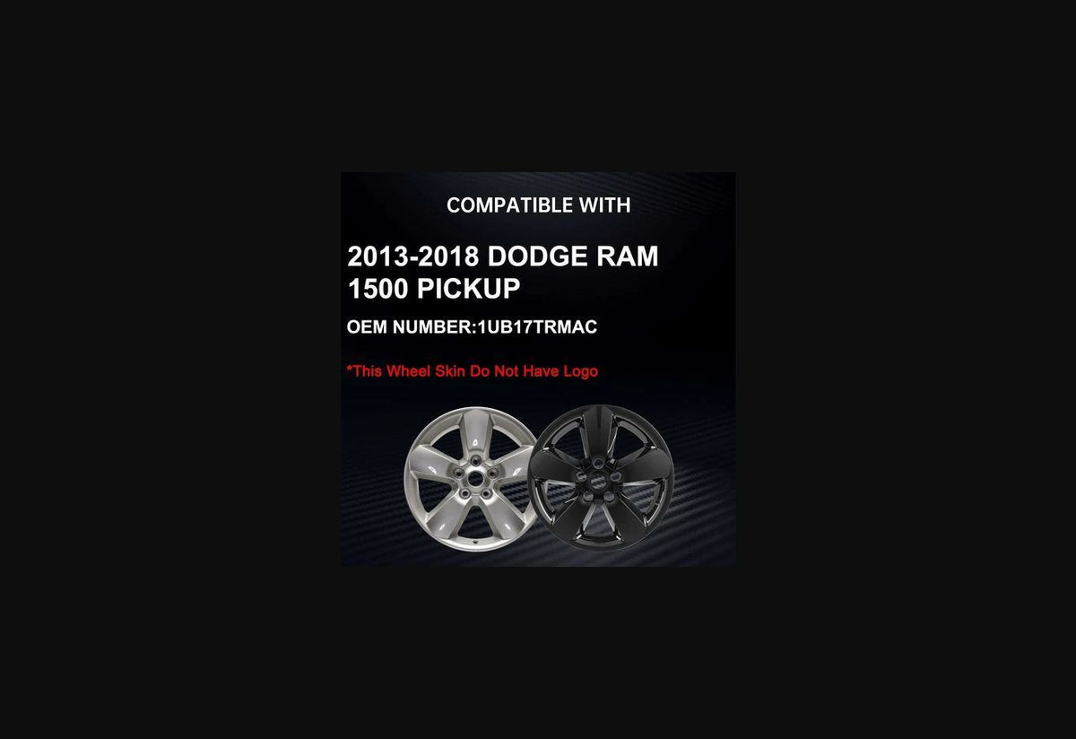 20" Gloss Black Wheel Skins 2013-2018 Dodge Ram 1500 Set of 4