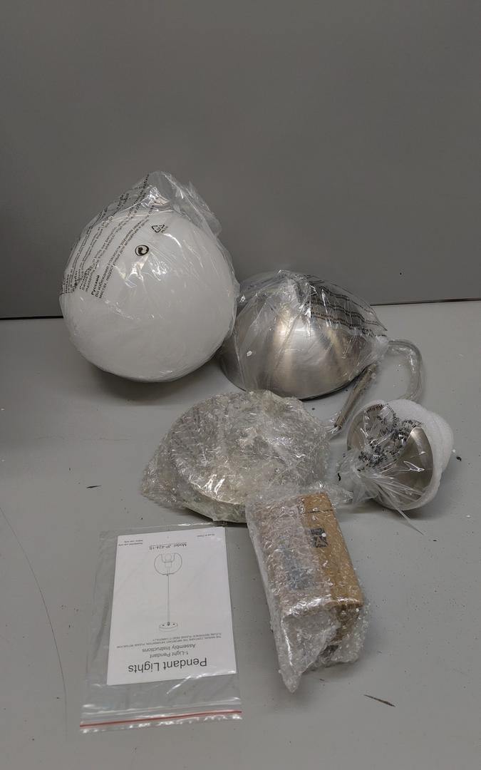 8 Inch Nickel Pendant Light Frosted White Glass Globe Adjustable Hanging Fixture