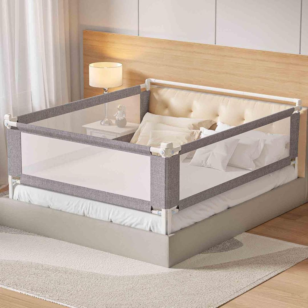 PurePapoose Twin Bed Rails Toddler 3-Piece Adjustable Child Lock Headboard Rod