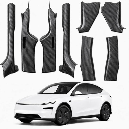 Tesla Model Y Juniper 2025-2026 Door Sill Protectors 8pc Carbon Fiber Texture