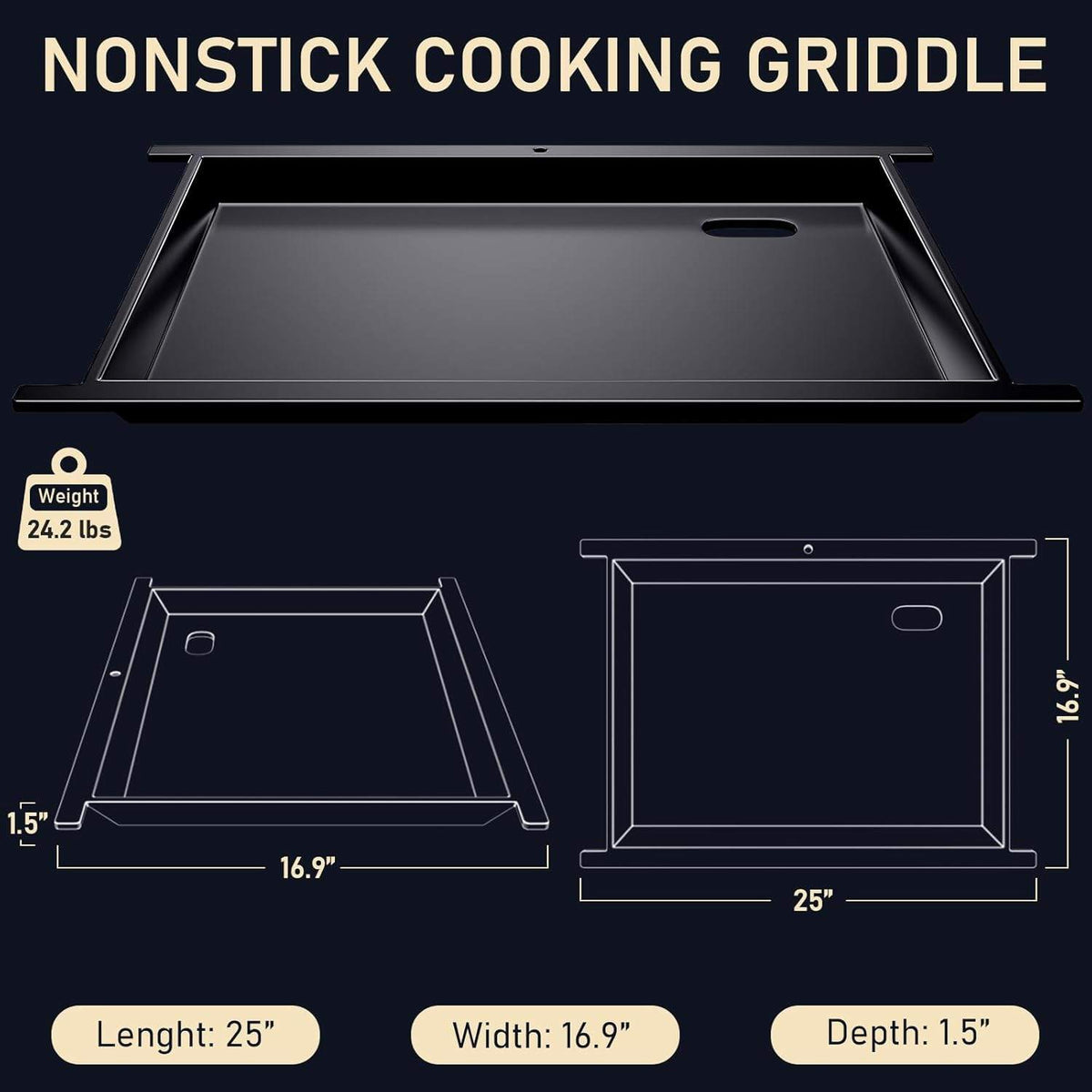 Griddle Insert for Ninja FlexFlame PG300 Series, Full Size Carbon Steel Griddle