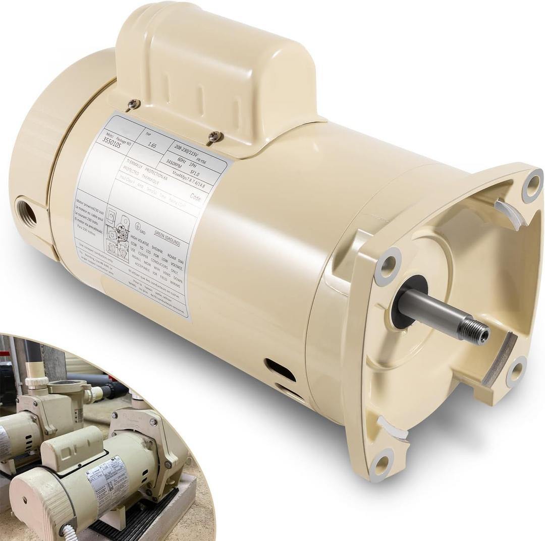 355010S Pool Pump Motor 1HP WhisperFlo WFE-4 WFE-26 Square Flange