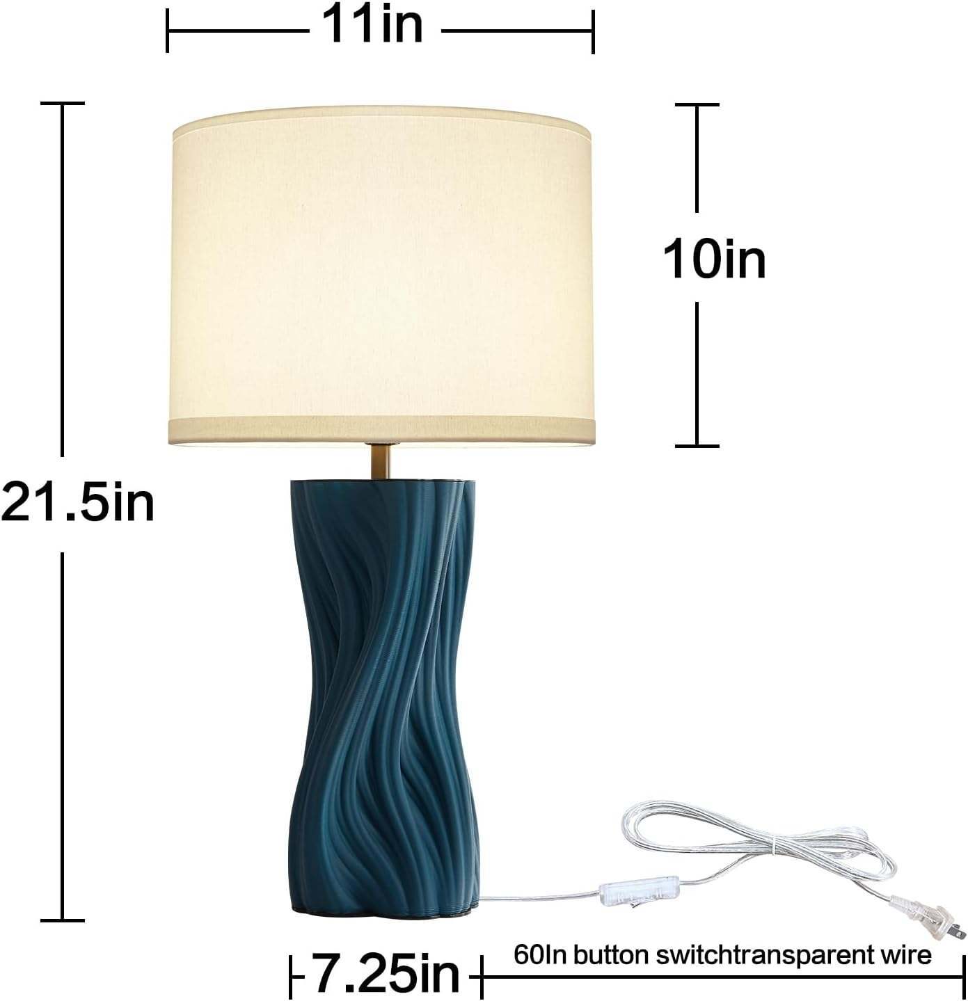 Modern Large Ceramic Table Lamps 21.5",  Plug in Table Lamp Decorative