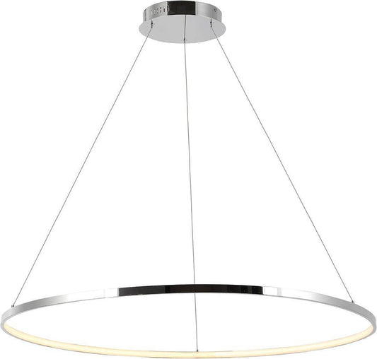 JONATHAN Y Brice 35in Modern Round Integrated LED Pendant Light Chrome