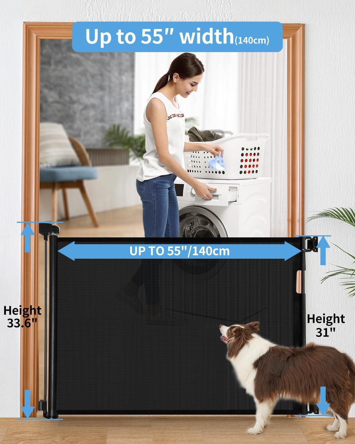 Veraste (2 Pack) Retractable Baby Gate for Doorways and Stairs, Mesh Safety Gate