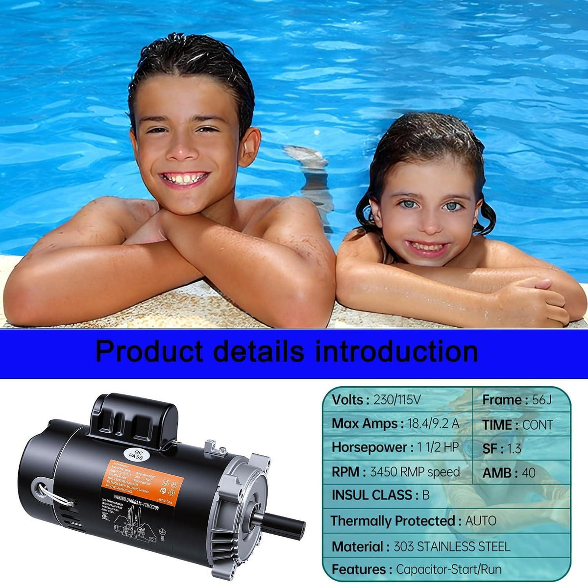 UST1152 1.5 HP Pool Pump Motor - Replacement for Hayward Super Pump, Super II, M