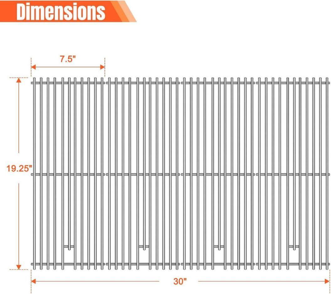 4 Pack 7mm Stainless Steel Grill Grates for Bull BBQ Angus Brahma CG112