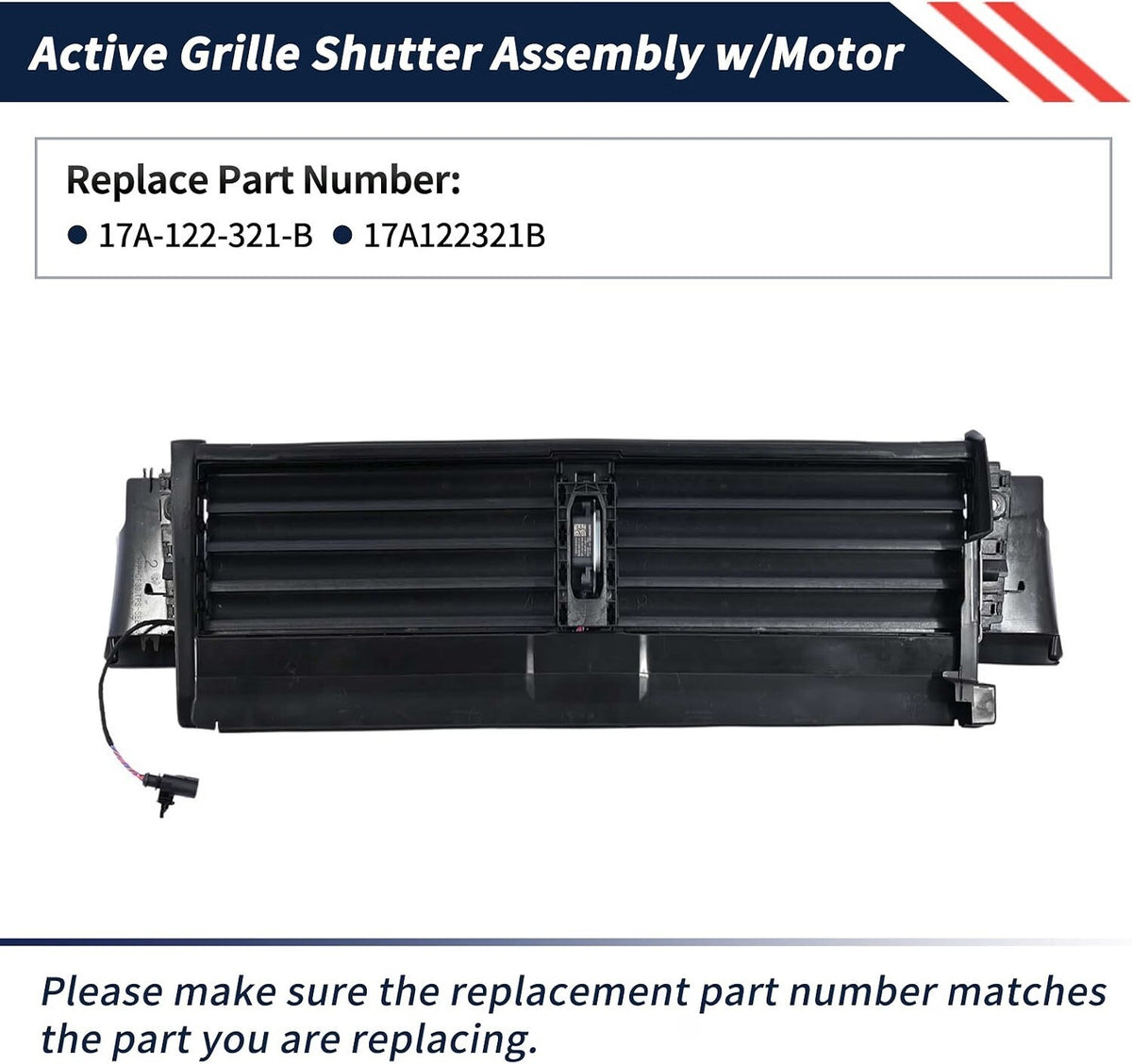Active Grille Shutter w/ Motor Assy for Volkswagen Jetta 2019-2021 with Motor