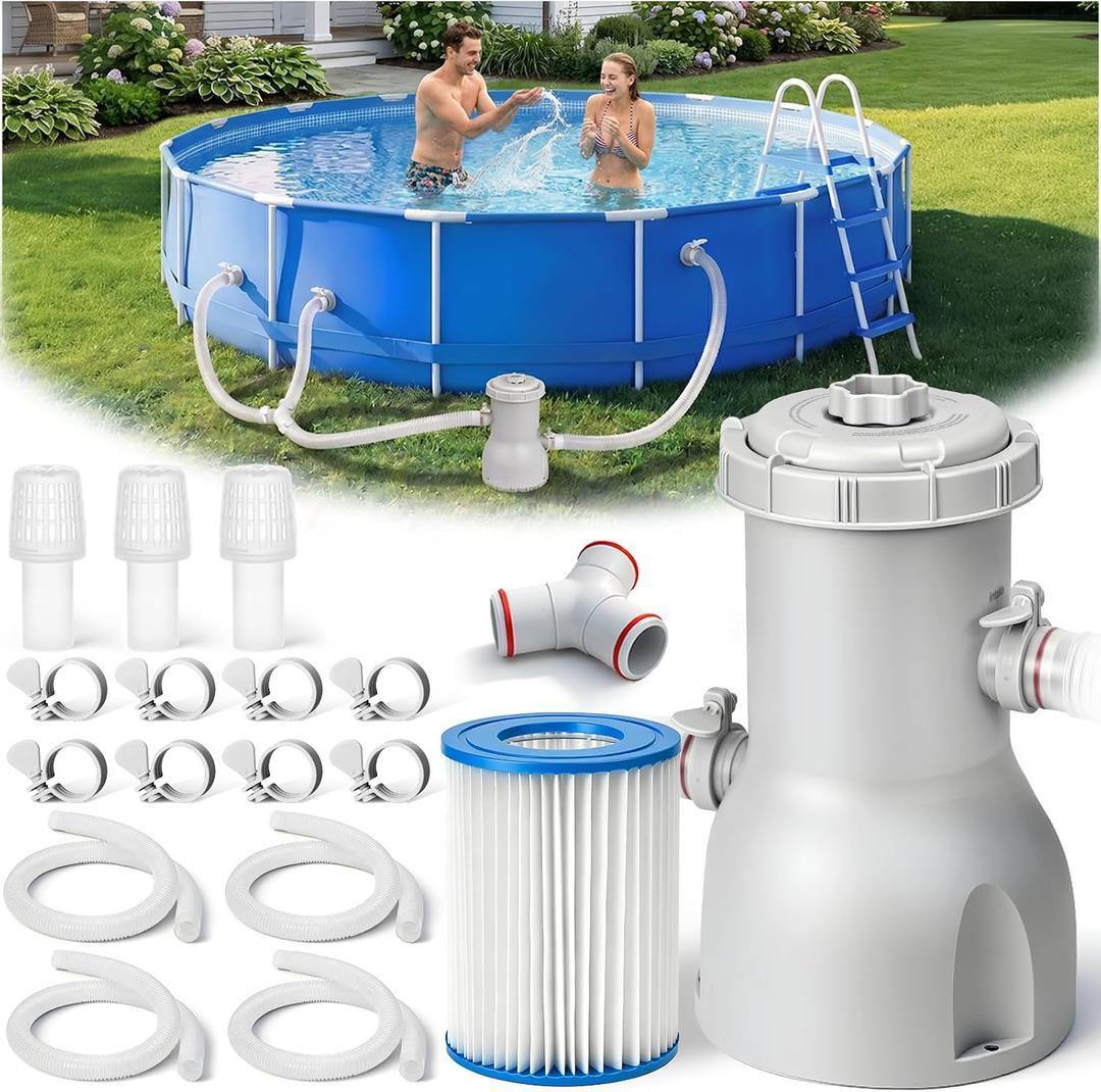 800 GPH Above Ground Swimming Pool Cartridge Filter Pump Open Box