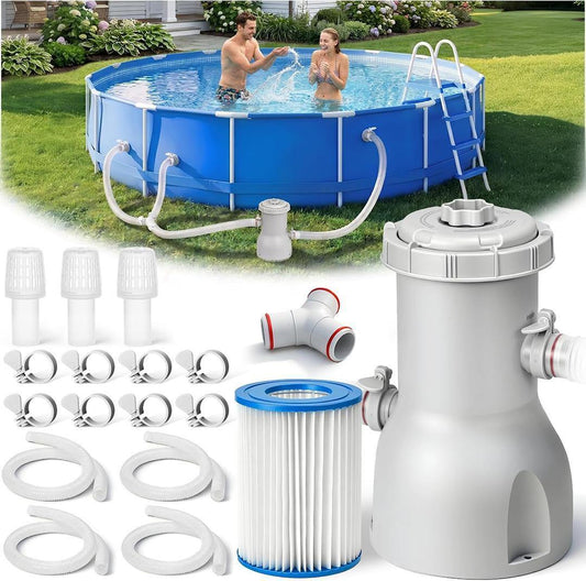 800 GPH Above Ground Swimming Pool Cartridge Filter Pump Open Box