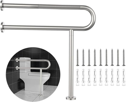 YuanDe 31.3 in Wall to Floor Toilet Grab Bar Brushed Nickel Bathroom Safety Rail