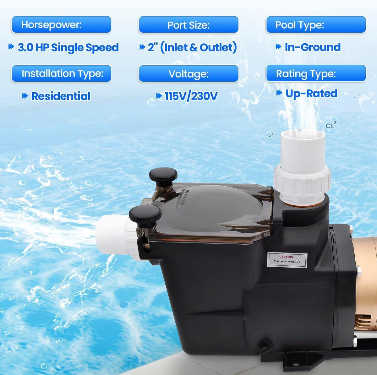SP2610X15 SP2615X20 In-Ground Pool Pump 3HP 115/230V Single Speed 2" Inlet