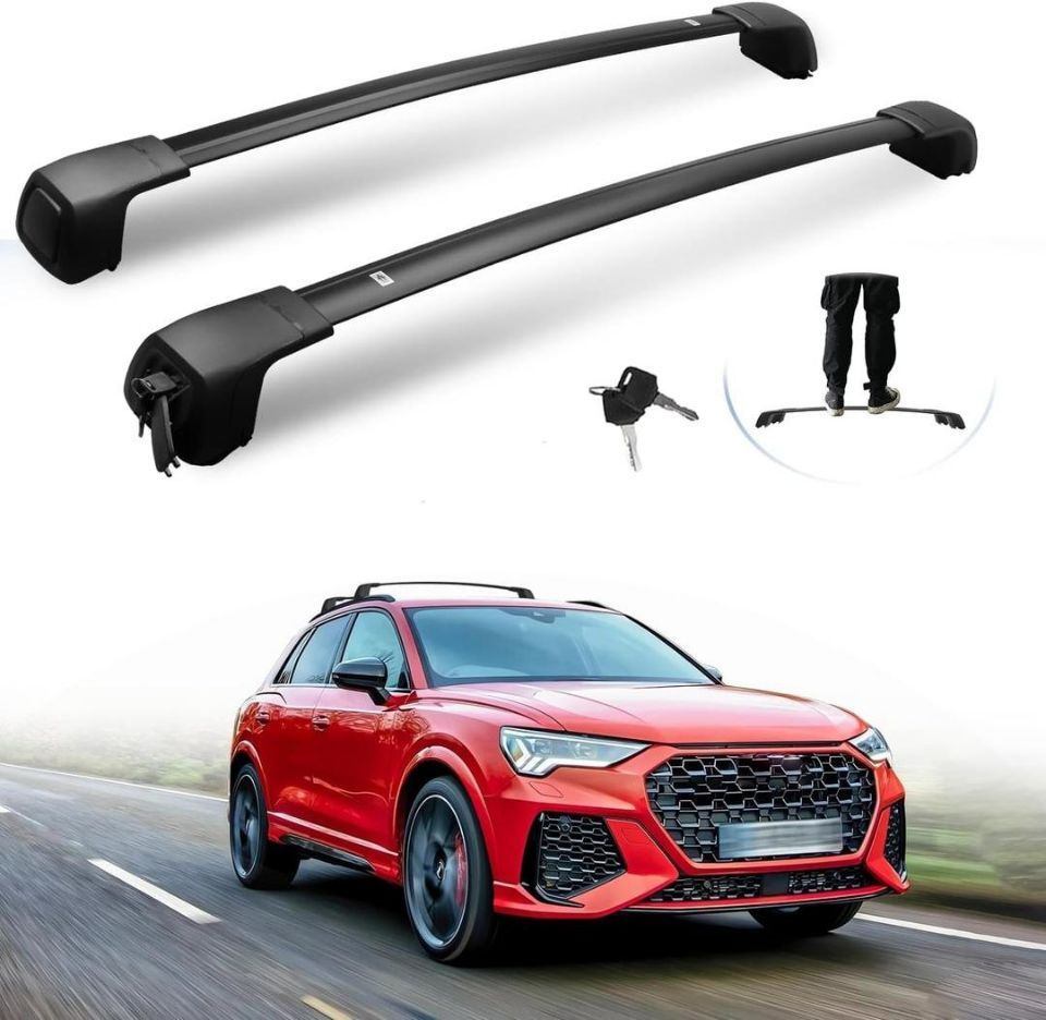 Black Lockable Roof Rack Cross Bars for Audi Q3 2019-2025 Hidden Design
