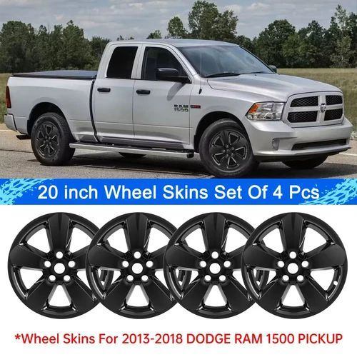 20" Gloss Black Wheel Skins 2013-2018 Dodge Ram 1500 Set of 4