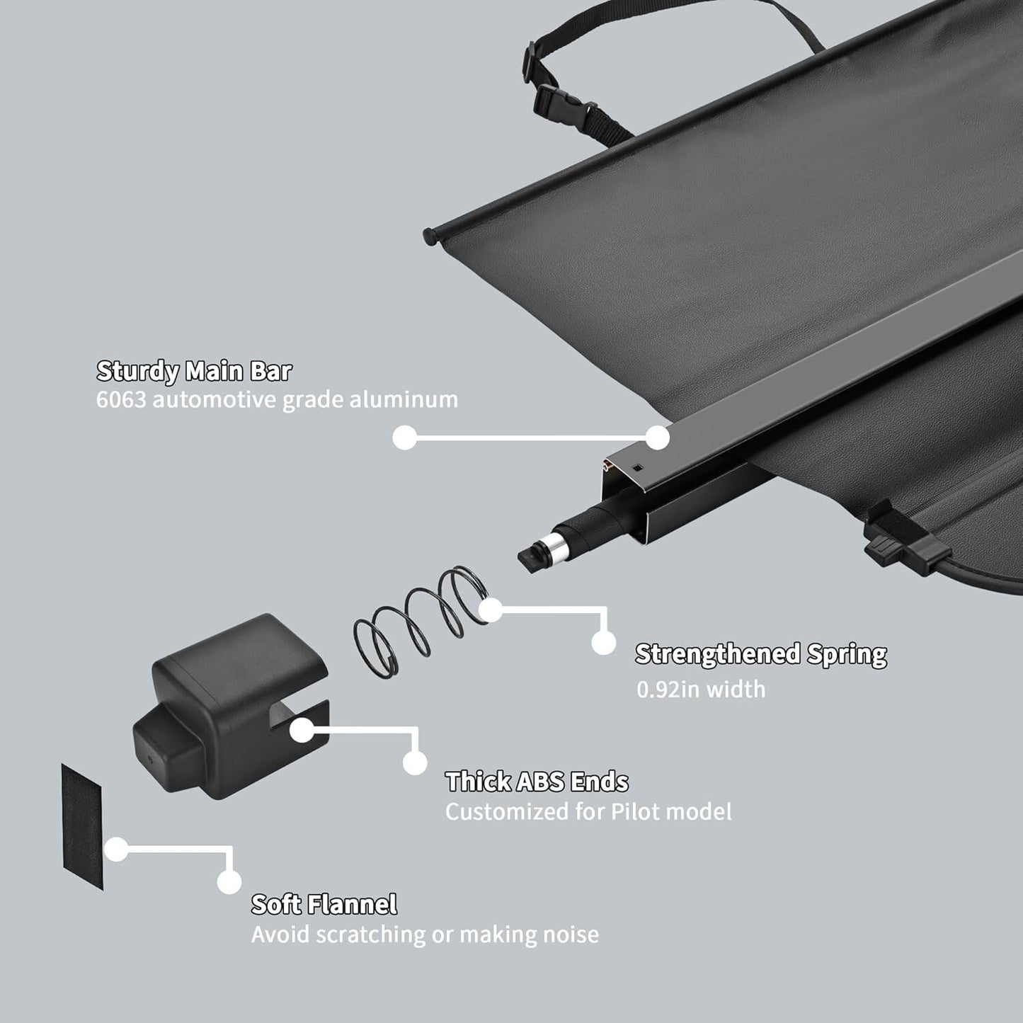 VESUL Retractable Cargo Cover Compatible with Honda Pilot 2023 2024 2025