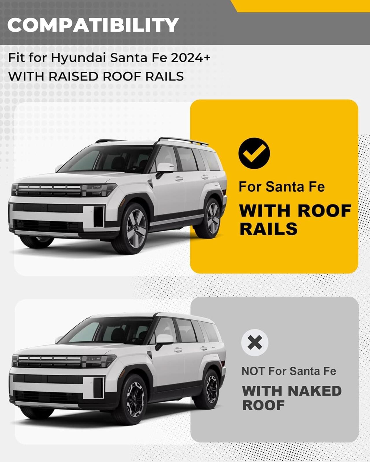 Lockable Cross Bars Roof Rack for Hyundai Santa Fe 2024-2026 Aluminum
