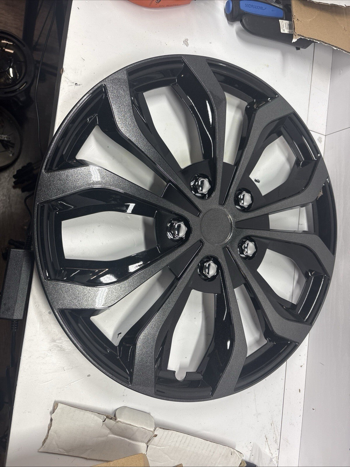 Gunmetal 17" Wheel Cover Hubcaps 4PC Set Universal Fit ABS Plastic Snap On