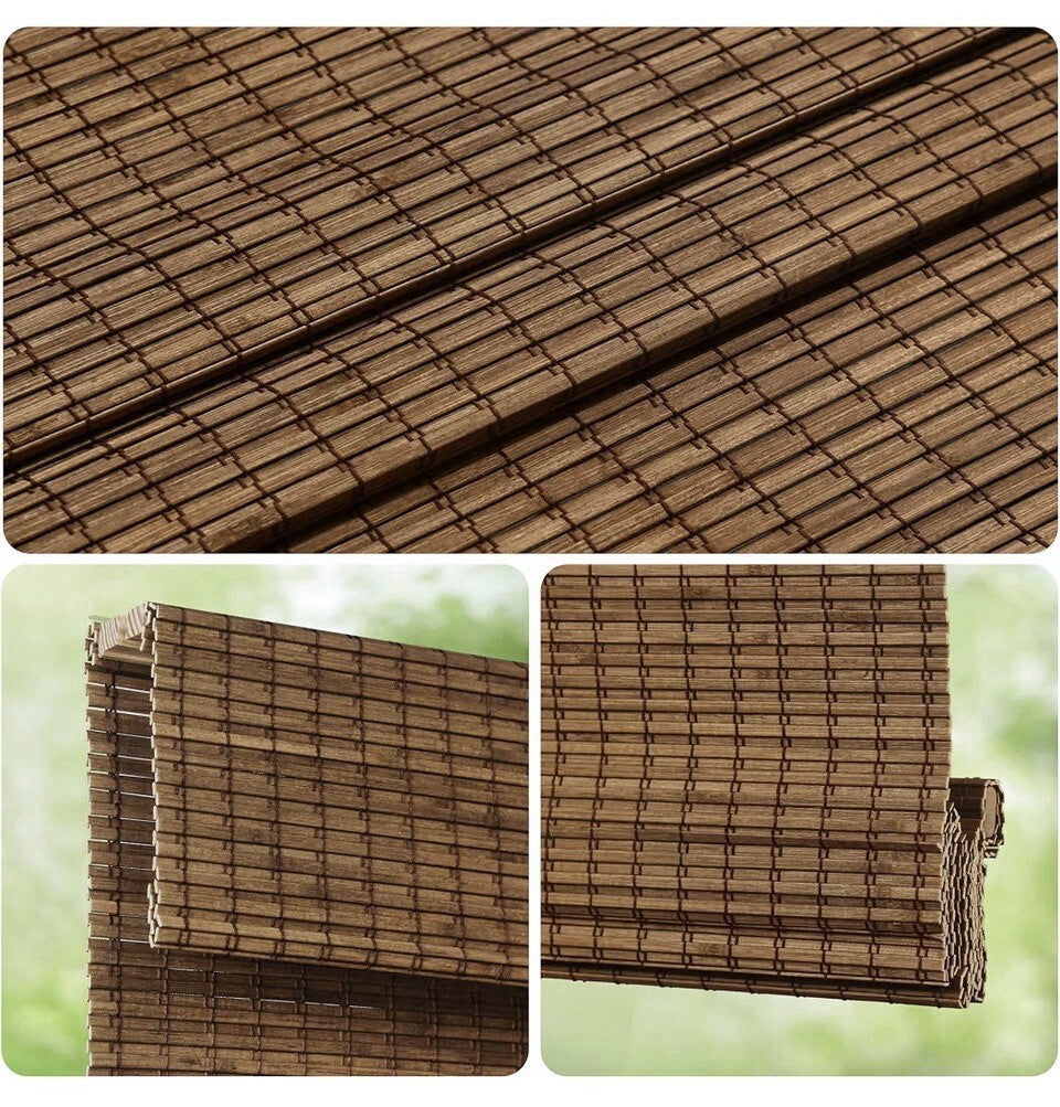LazBlinds Cordless Bamboo Roman Shade 32.5x64 Highfield Teak Room Darkening