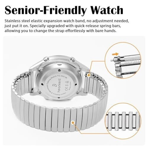 Atomic Talking Watch for Elderly,Blind,Loud Clear English Voice | silver