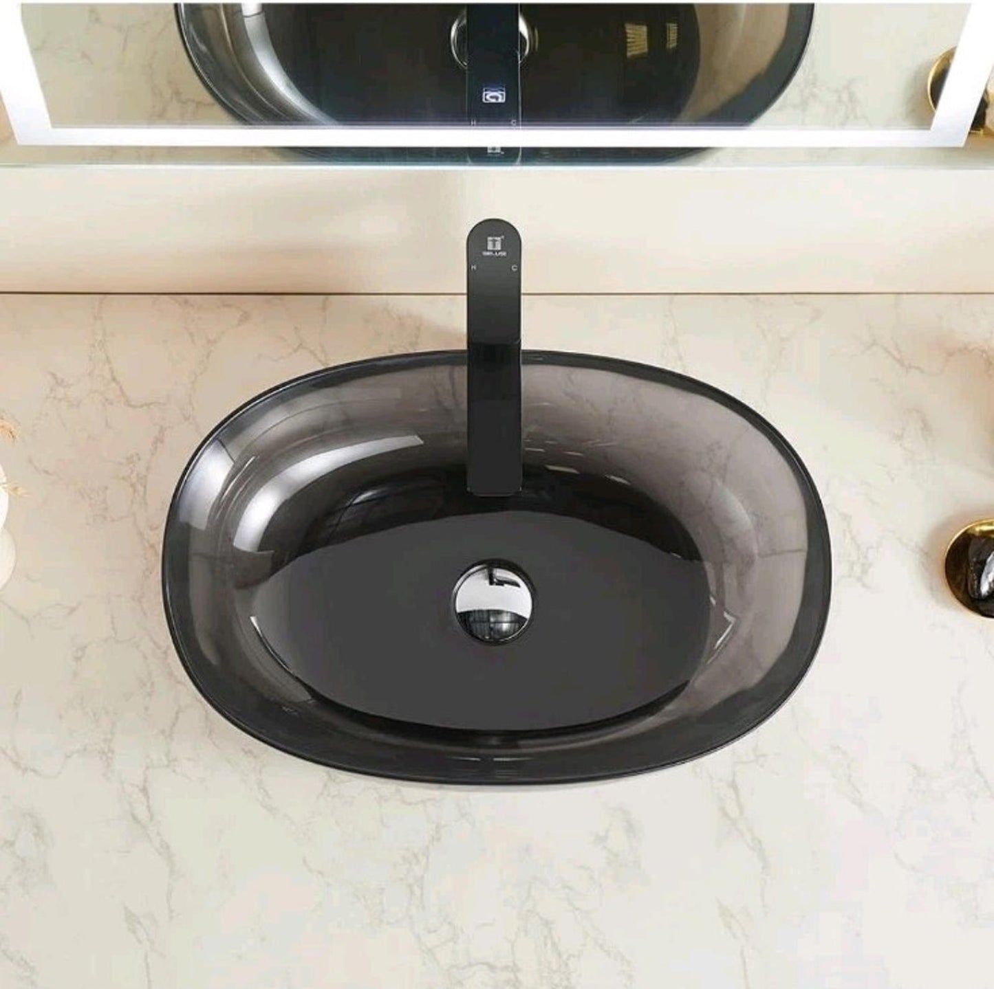 ARTSTONE 22 x 15" Bathroom Sink Pop Up Drain Combo Vessel Countertop Resin