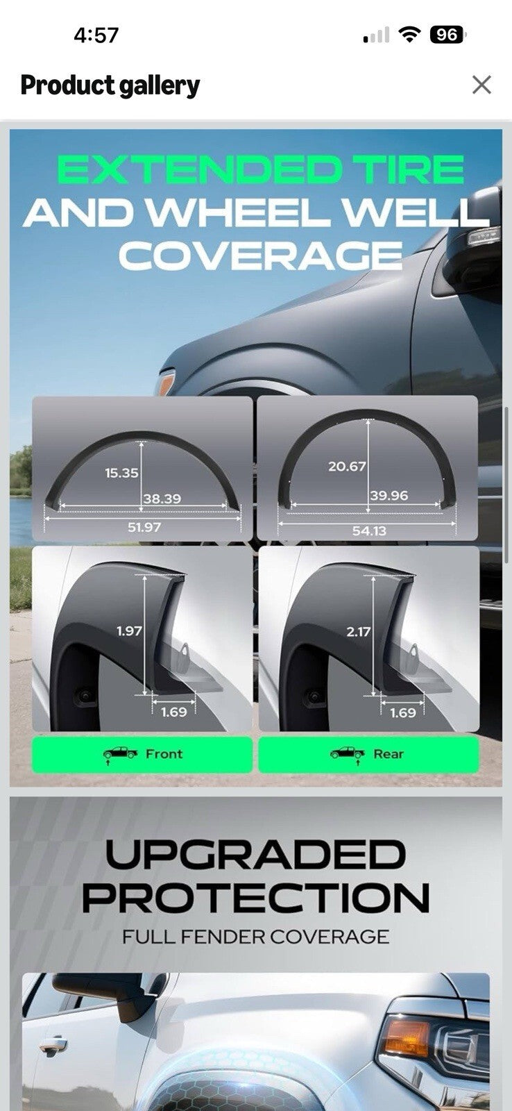YHTAUTO For 2018-2020 Ford F150 F-150 OE Factory Style Fender Flares Black Cover