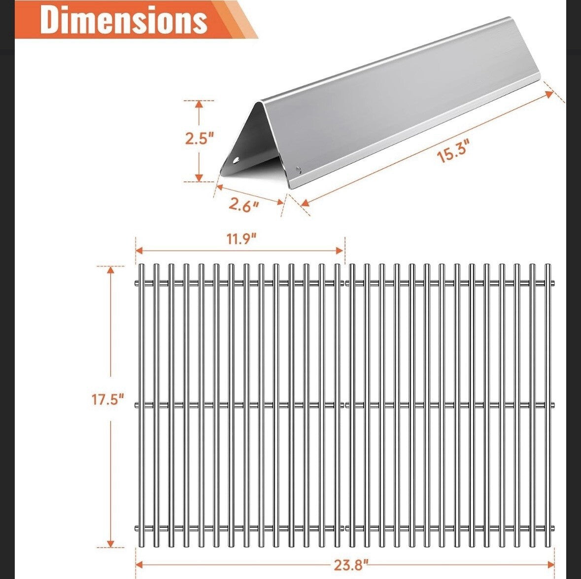 Weber Spirit 300 Stainless Grill Grates Flavorizer Bars E-310 E-330 Spirit II