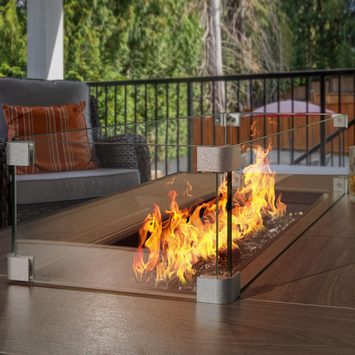 Nuu Garden Tempered Glass Wind Guard for Rectangular Propane Fire Pit Table 2...