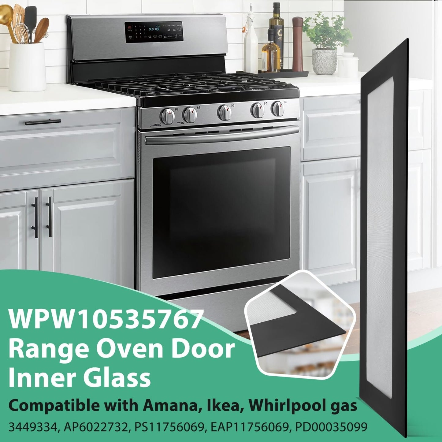 Oven Inner Door Glass W10535767/WPW10535767 For Whirlpool Amana