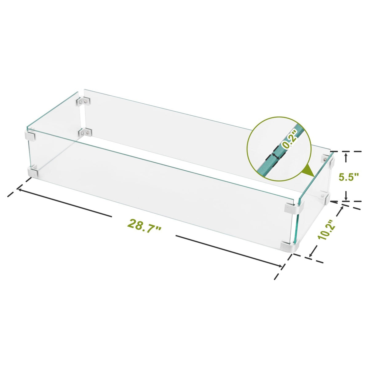 Nuu Garden Tempered Glass Wind Guard for Rectangular Propane Fire Pit Table 2...