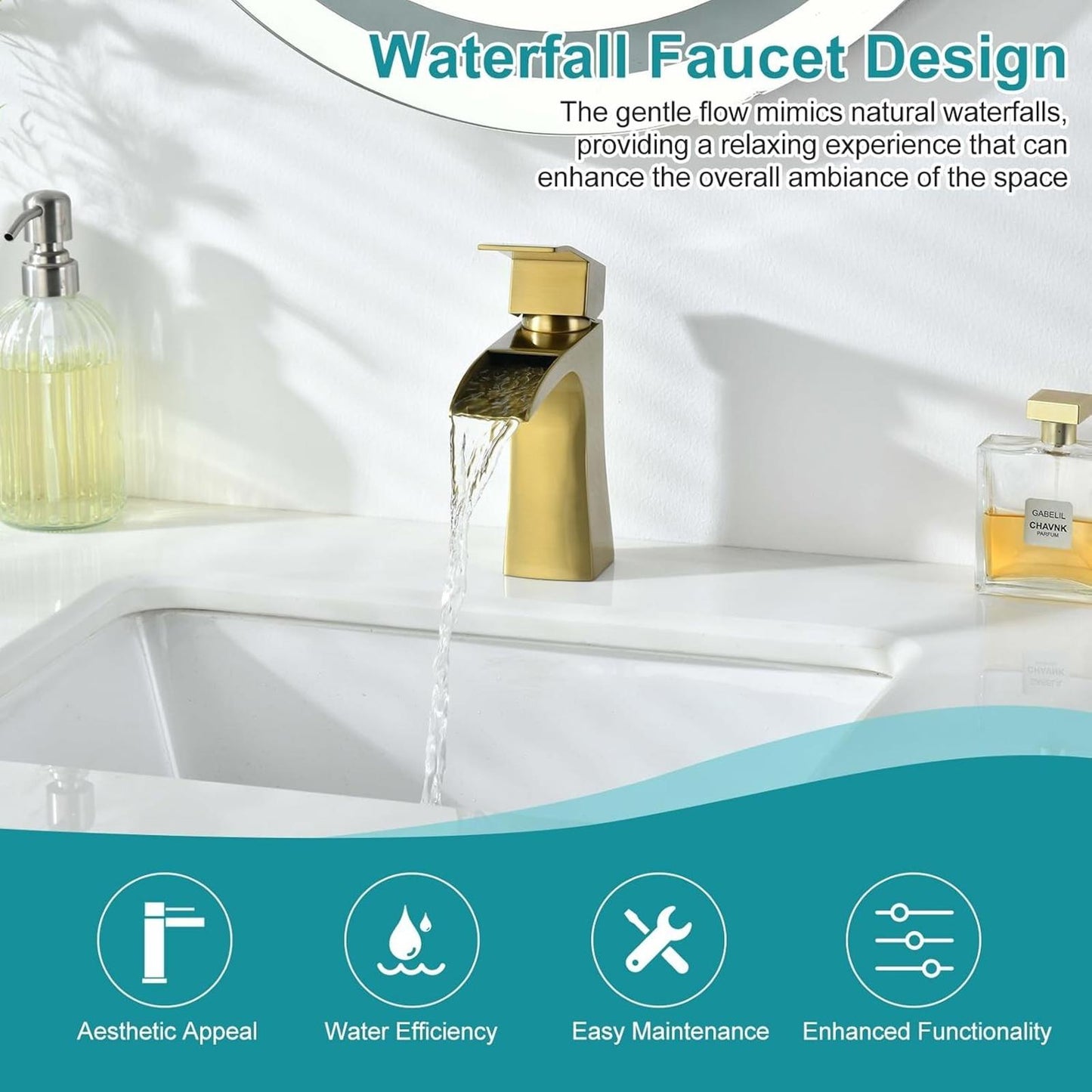 Bathroom Faucet Stainless Steel Modern Waterfall Bathroom Sink Faucet