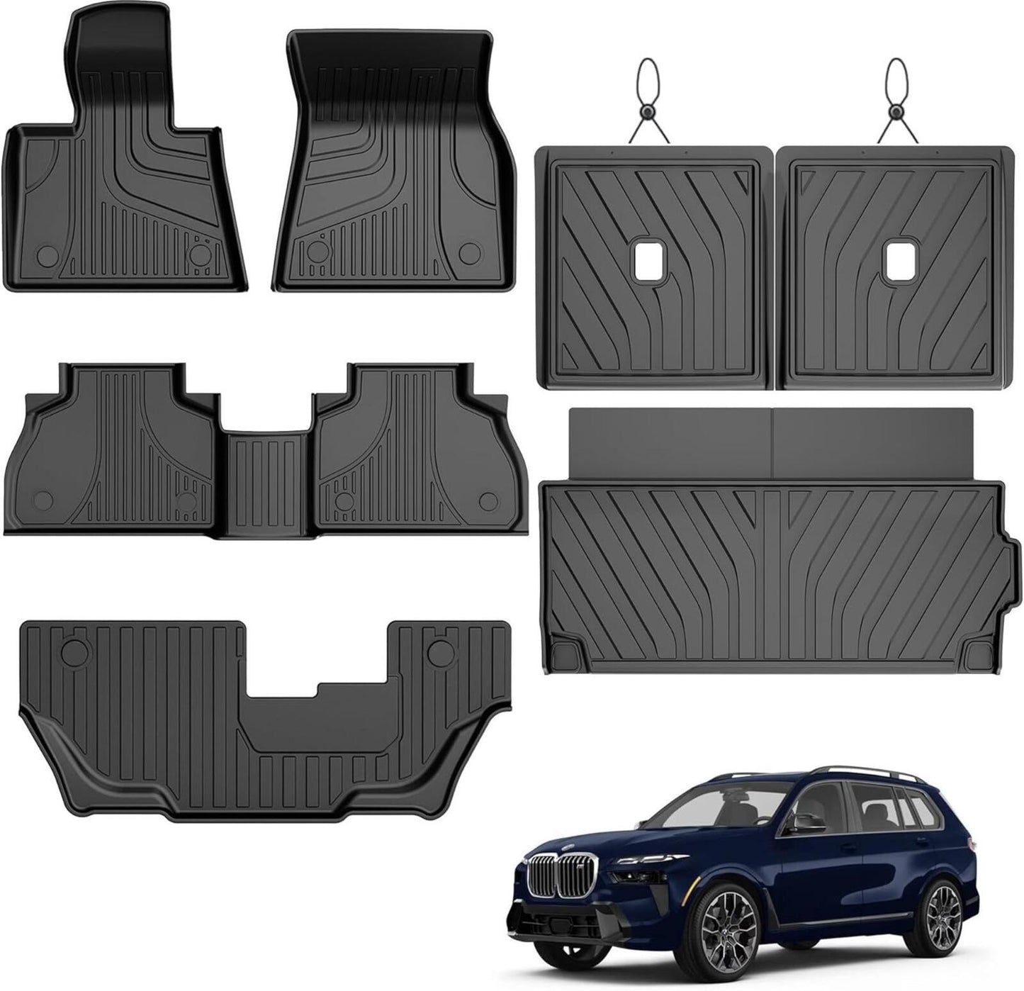 Floor Mats & Cargo Liner & Backrest Mats 7-Seat for 2019-2024 2025 BMW X7
