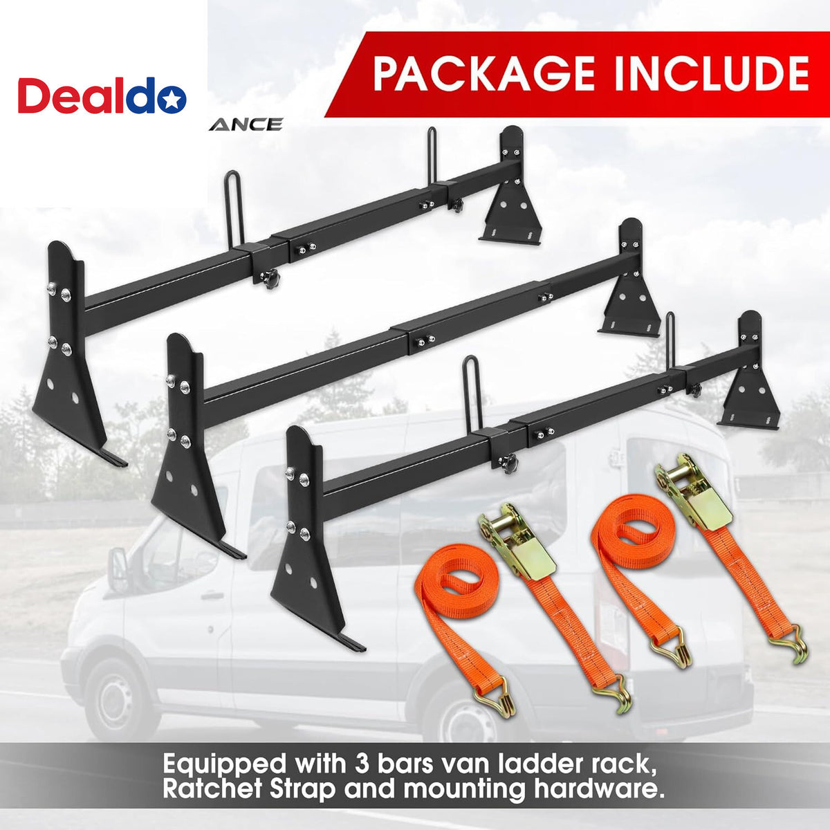 Van Ladder Roof Rack Compatible with Chevy, Ford Adjustable 49"-59"