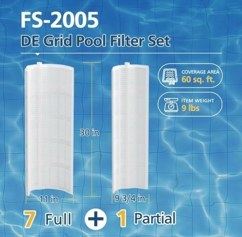 FS-2005 60 Sq. Ft. DE Grid Pool Filter ONLY for Unicel FS-2005, Filbur FC-9550,.