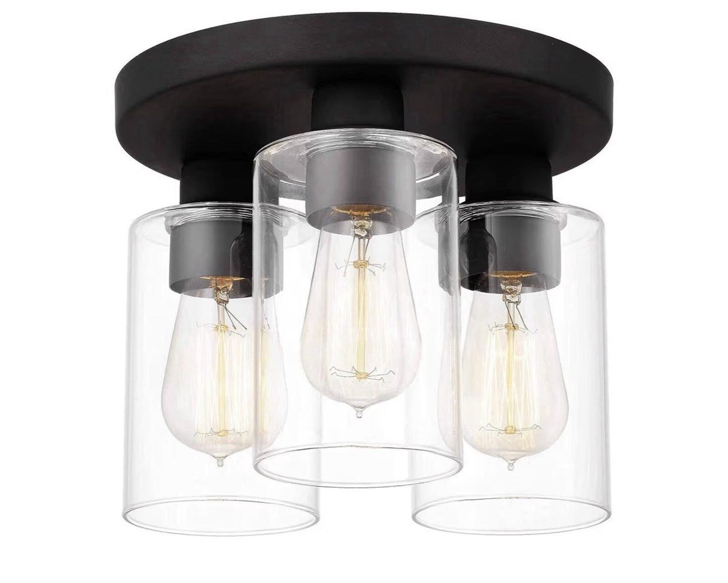 Debo Modern Farmhouse 3-Light Flush Mount Ceiling Light Fixture with Clear