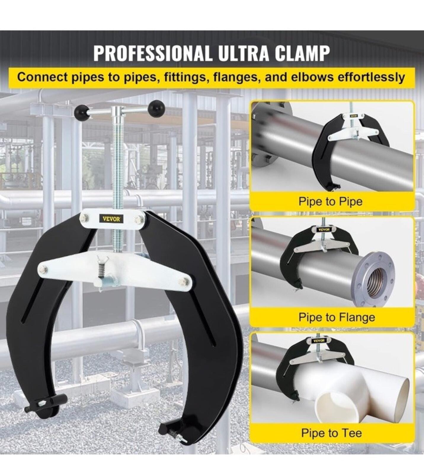 New Pipe Clamp, 5 to 12 in, High Strength Ultra Clamp with Quick Acting Screws,