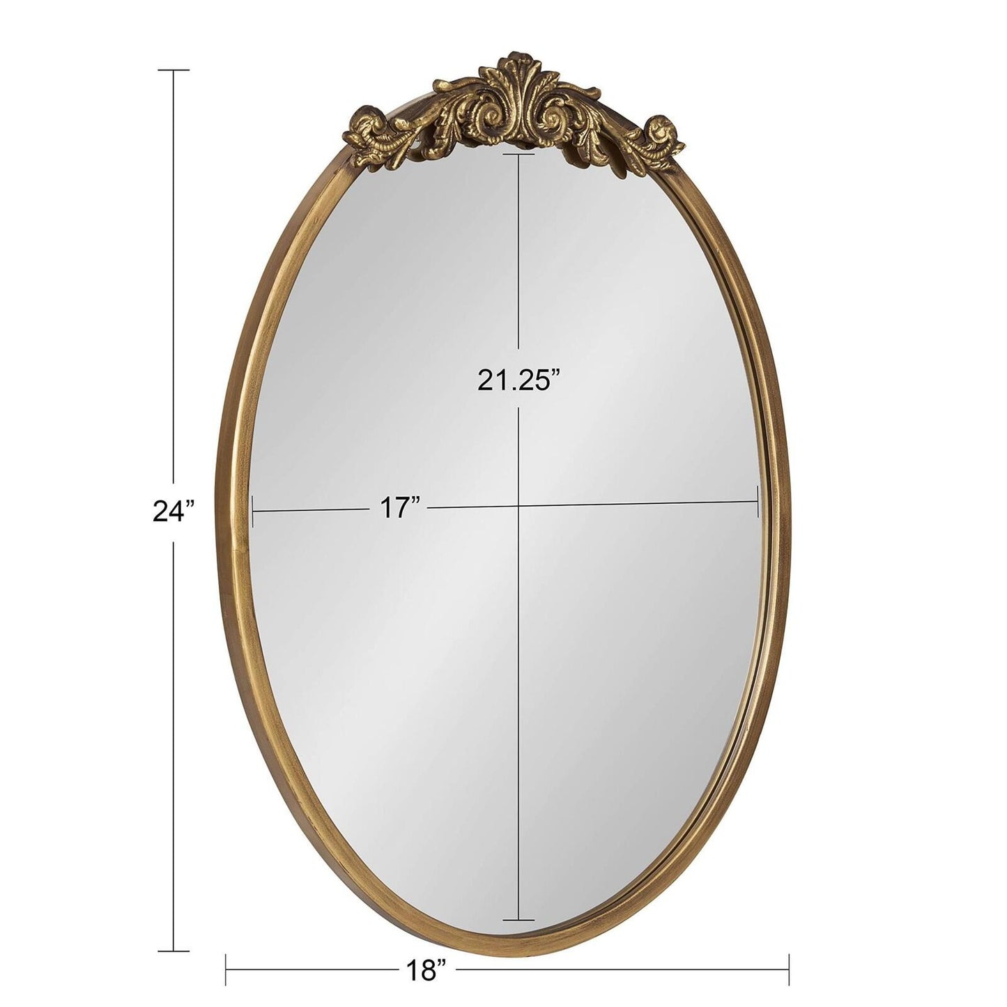 Kate and Laurel Arendahl Ornate Glam Oval Wall Mirror, 18 x 24, Antique Gold, Be