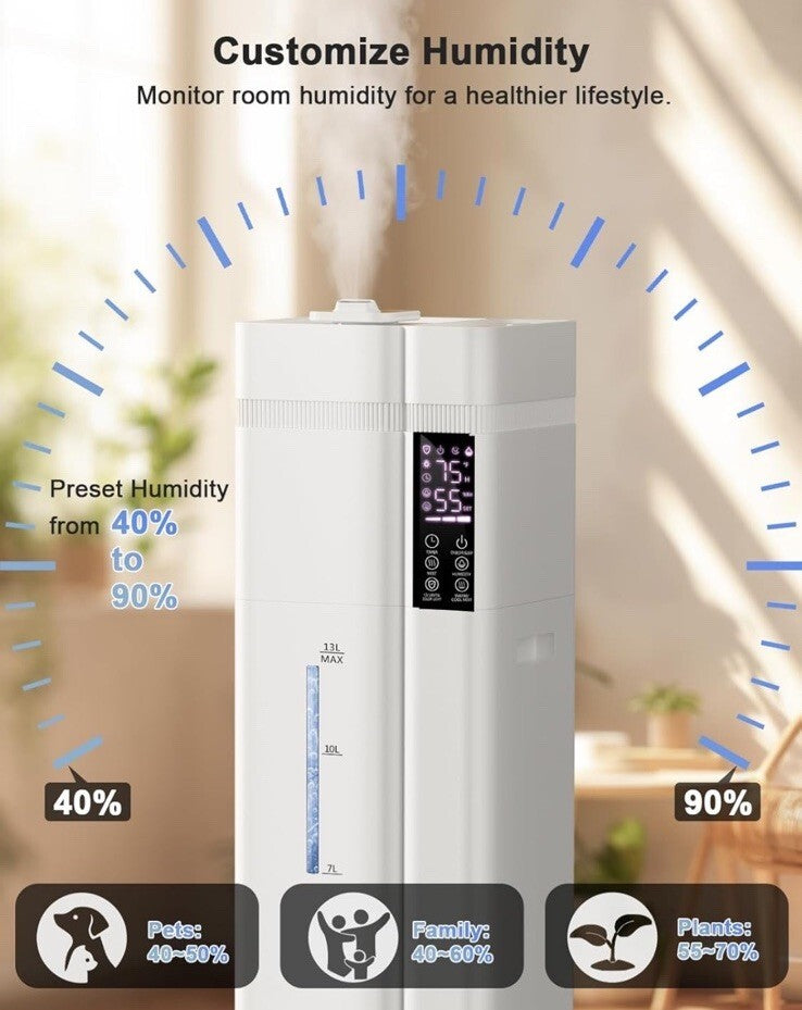 Zeova 13L/3.4Gal Humidifiers for Bedroom Ultrasonic Warm & Cool Mist HQ-JS2418W