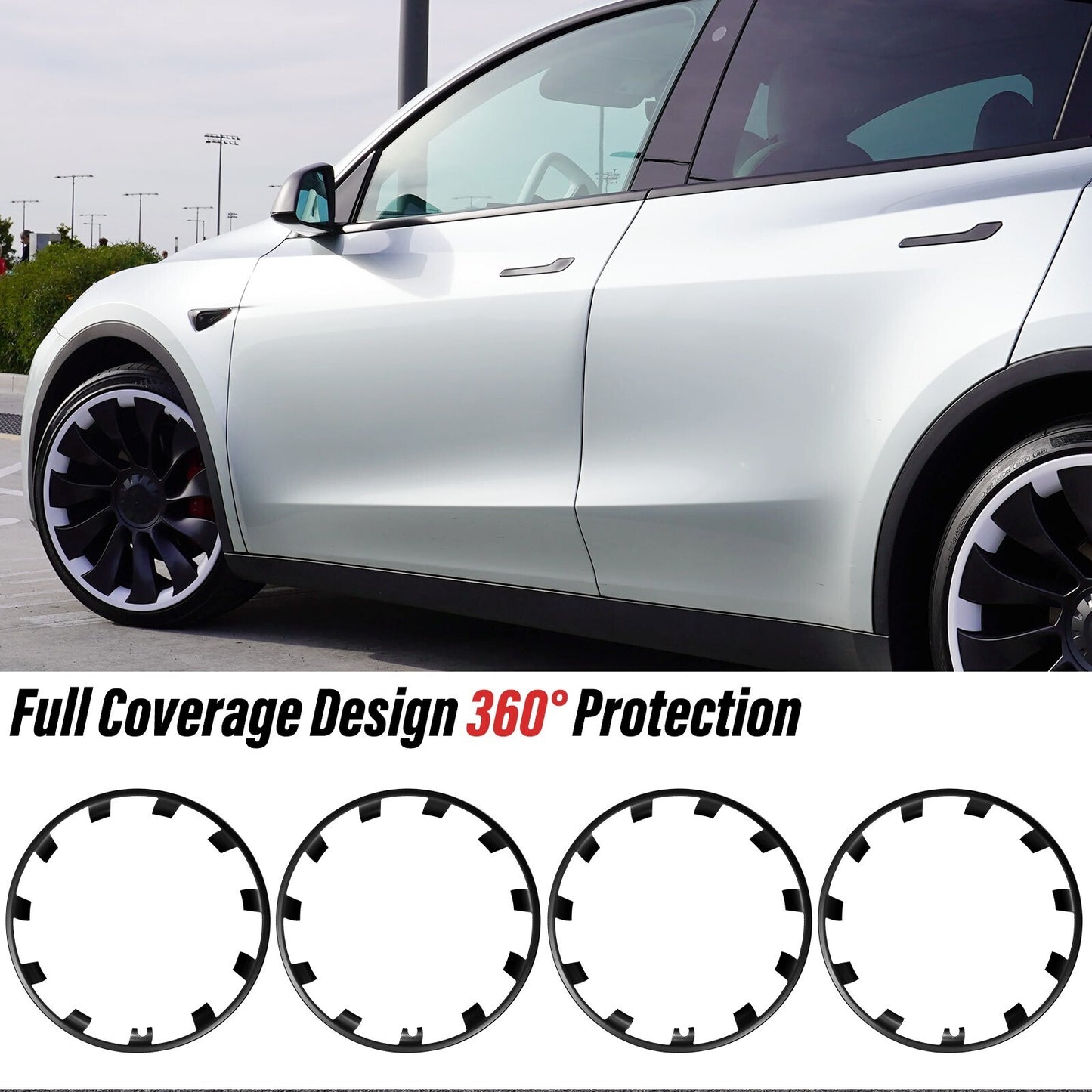 4PCS 21 inch Design for Model Y (2020-2024) Grey Wheel Rim Protectors Trim Rings