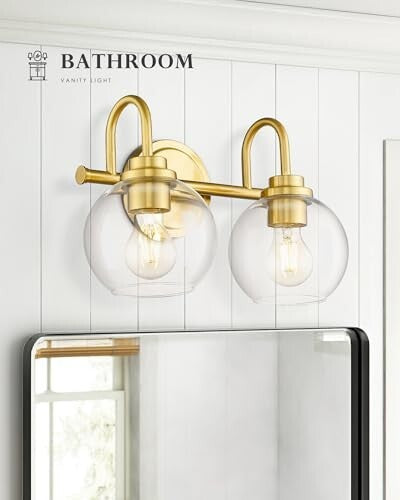 Bathroom Light Fixtures, 2-Light Brushed Gold Vanity Lights with Gold, 2-Light