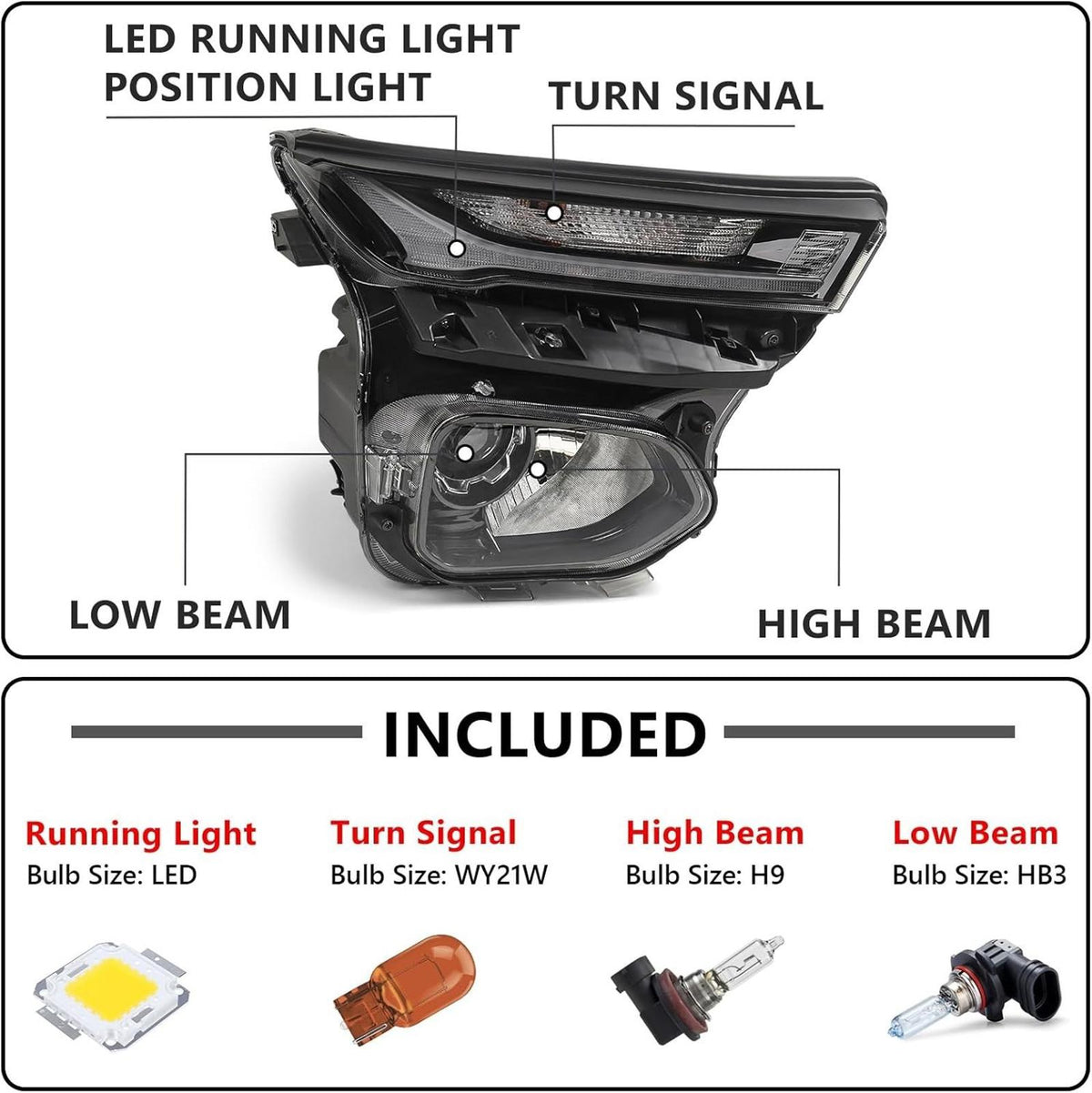 Huray Right Headlight Assembly Fit for Chevy Trailblazer GM2503520 Passenger Sid
