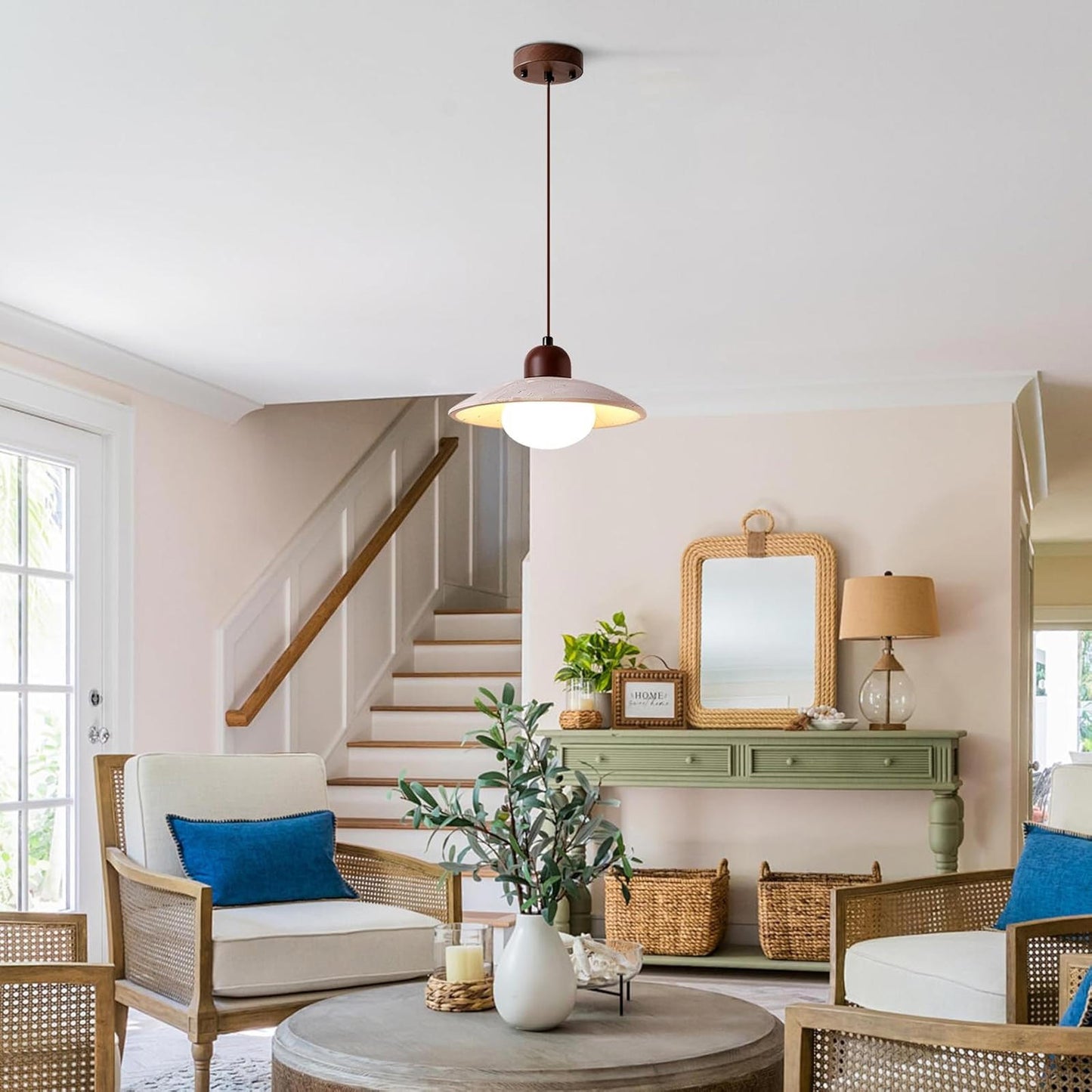 Natural Stone Dome Pendant Light for Farmhouse & Nordic Style Decor