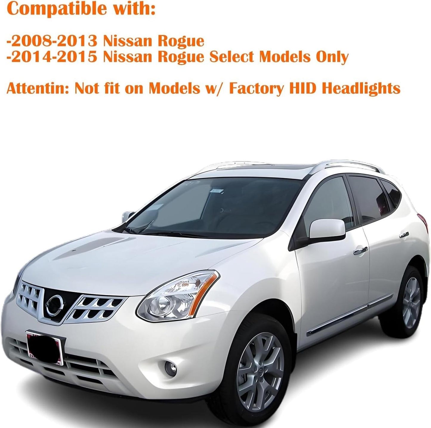 Headlights Assembly For 2008-2013 Nissan Rogue Chrome Amber Headlamps Left&Right