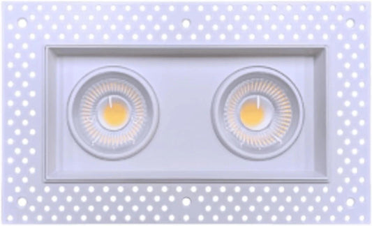 4 In. 2-Head LED Slim Square Recessed Anti-Glare Gimbal Downlight, White, Canles