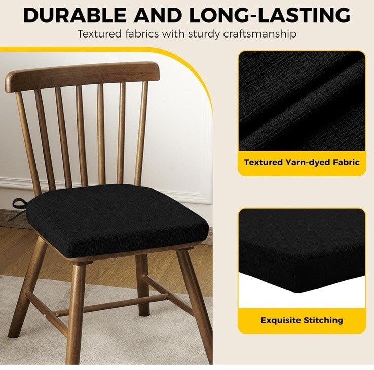 Chair Cushions for Dining Chairs Set of 6, Non Slip Kitchen Chair 6 Pack Black