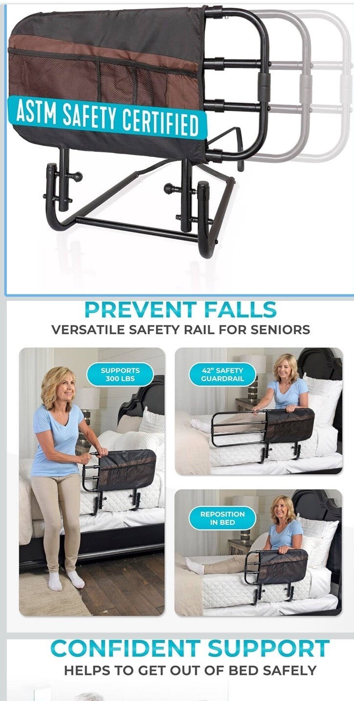 Stander EZ Adjust Bed Rail, Adjustable Senior Bedrail and Safety Assist Railing