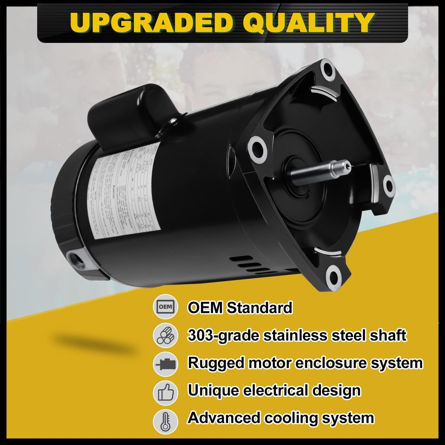 Pump Motor 1.5 HP 230/115V Compatible A.O. Smith B2854 Pool B854 1-1 Century
