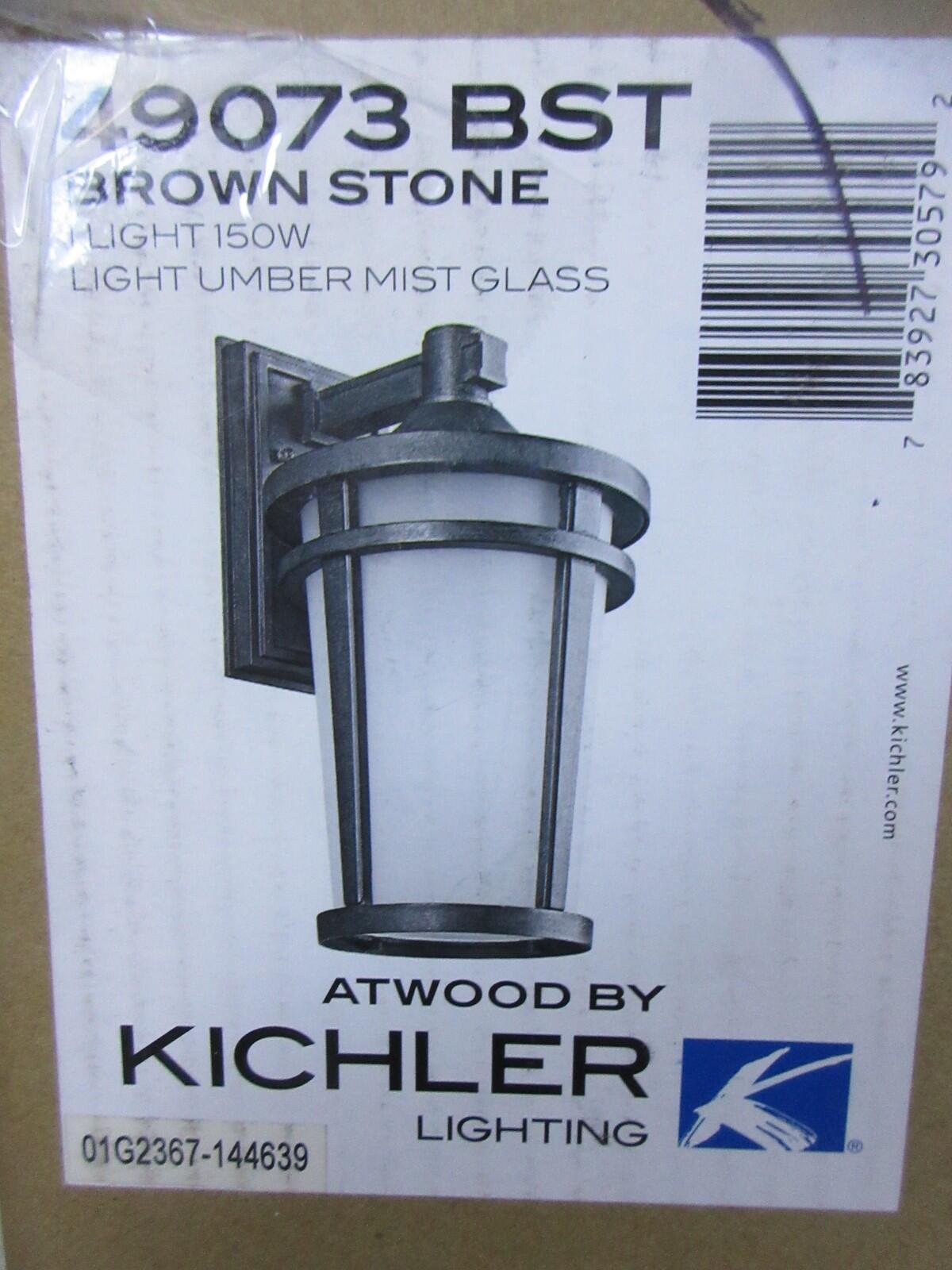 Kichler Atwood 17.75 in. 1-Light Brownst1 Outdoor Hardwired Wall Lantern Sconce