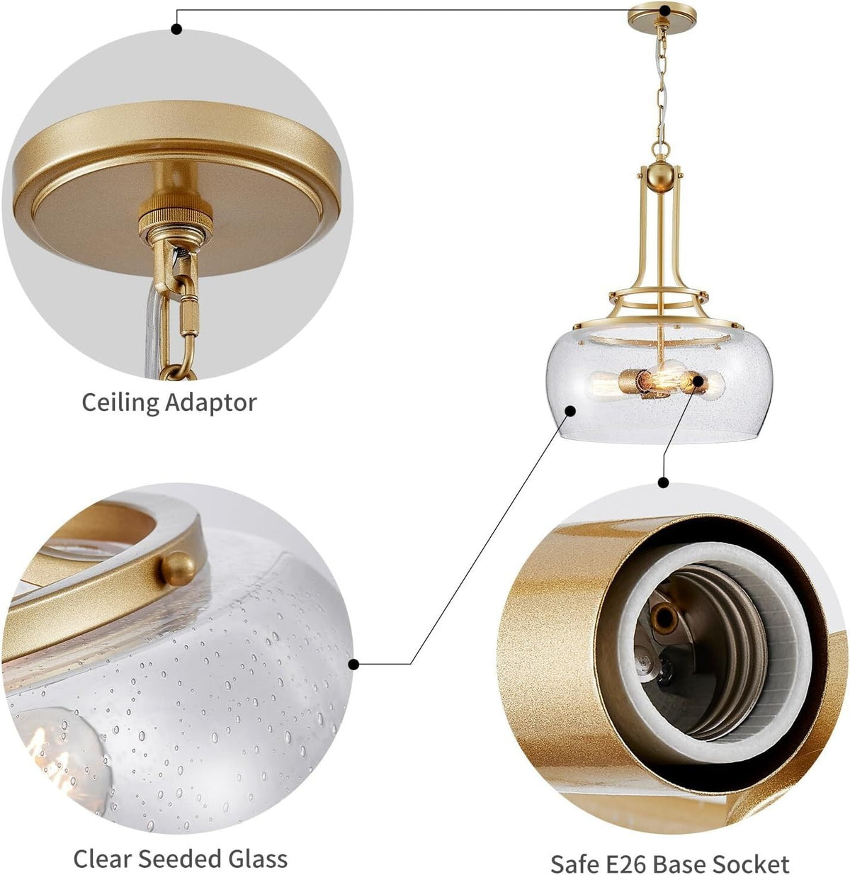 Chandelier Rustic Farmhouse Industrial Round Ceiling Pendant LED Light